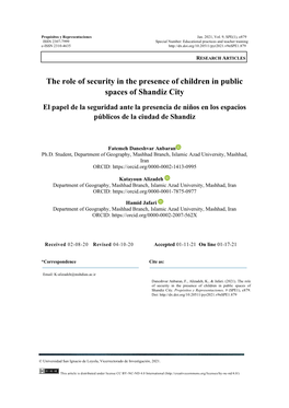 The Role of Security in the Presence of Children in Public Spaces of Shandiz City