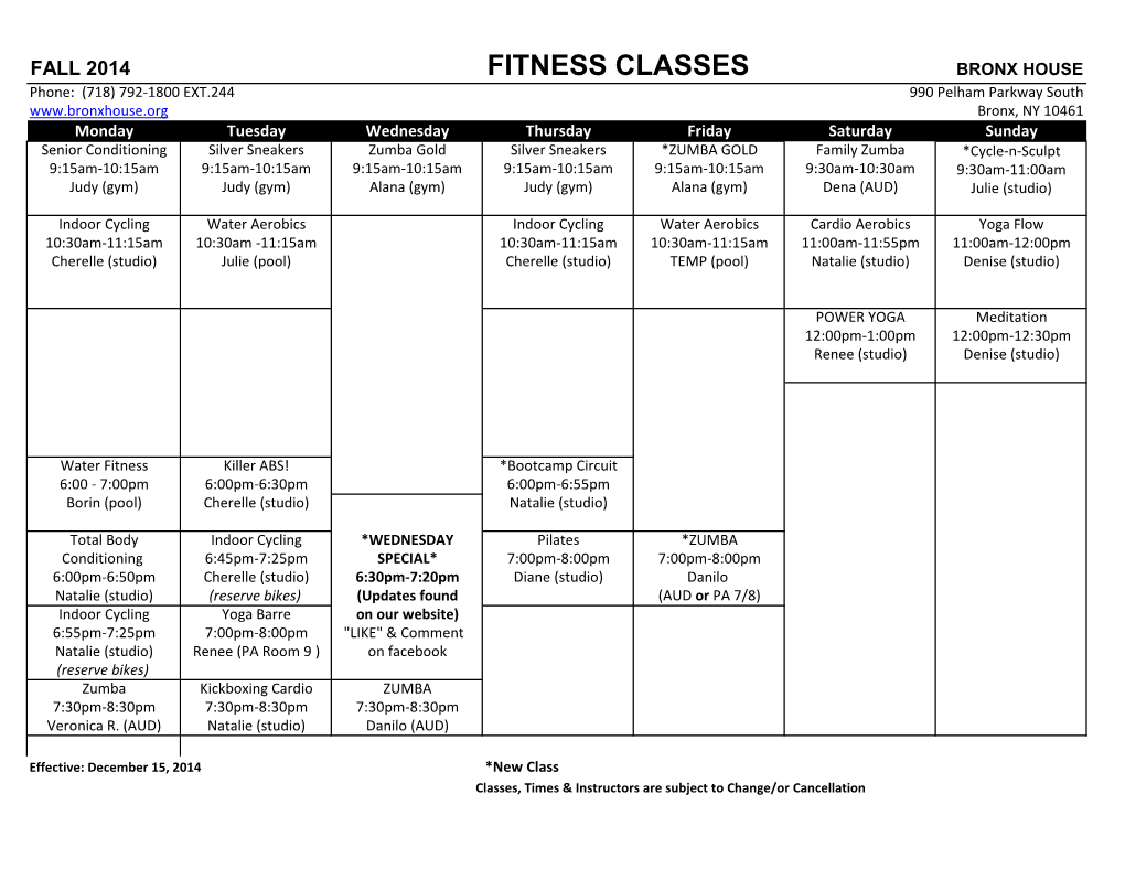 Fitness Classes