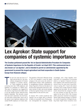 Lex Agrokor: State Support for Companies of Systemic Importance