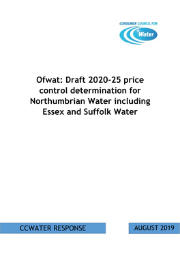 Ccwater – Response to PR19 Draft Determination for Northumbrian