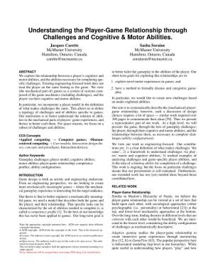Understanding the Player-Game Relationship Through Challenges and Cognitive & Motor Abilities