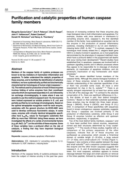 Purification and Catalytic Properties of Human Caspase Family Members