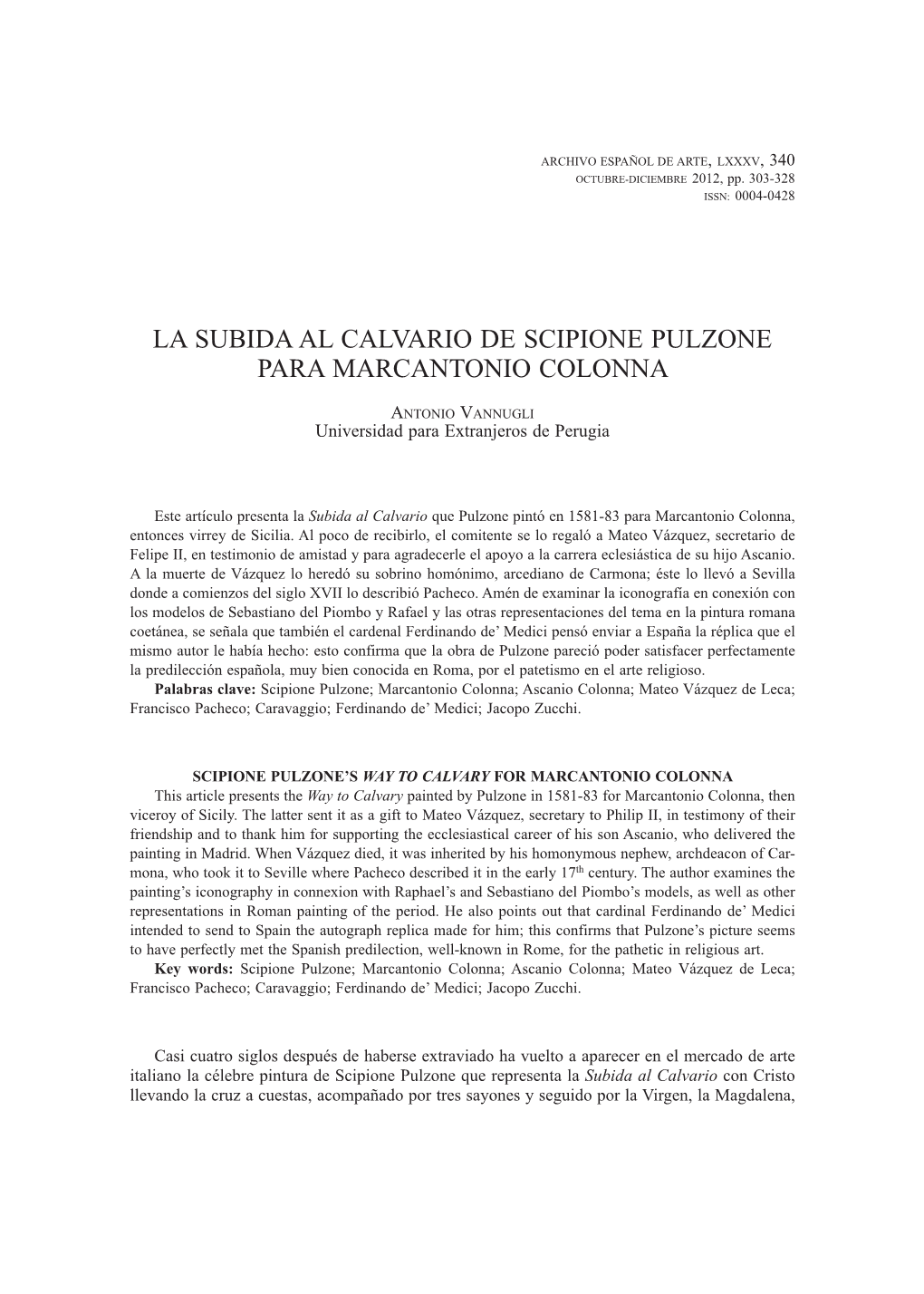 La Subida Al Calvario De Scipione Pulzone Para Marcantonio Colonna