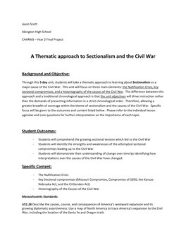 A Thematic Approach to Sectionalism and the Civil War
