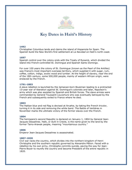 Key Dates in Haiti's History