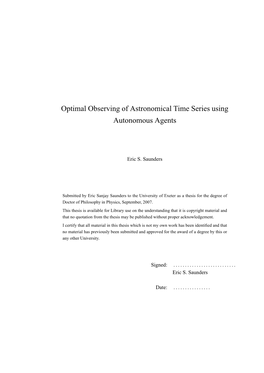 Optimal Observing of Astronomical Time Series Using Autonomous Agents