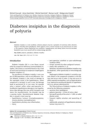 Diabetes Insipidus in the Diagnosis of Polyuria
