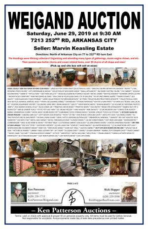 Marvin Keasling Estate Directions: North of Arkansas City on 77 to 252Nd RD Turn East