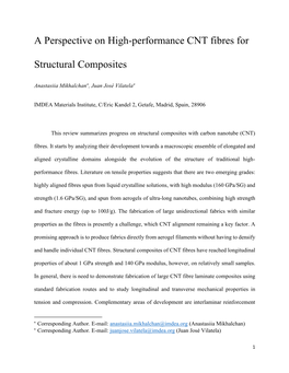 A Perspective on High-Performance CNT Fibres for Structural Composites