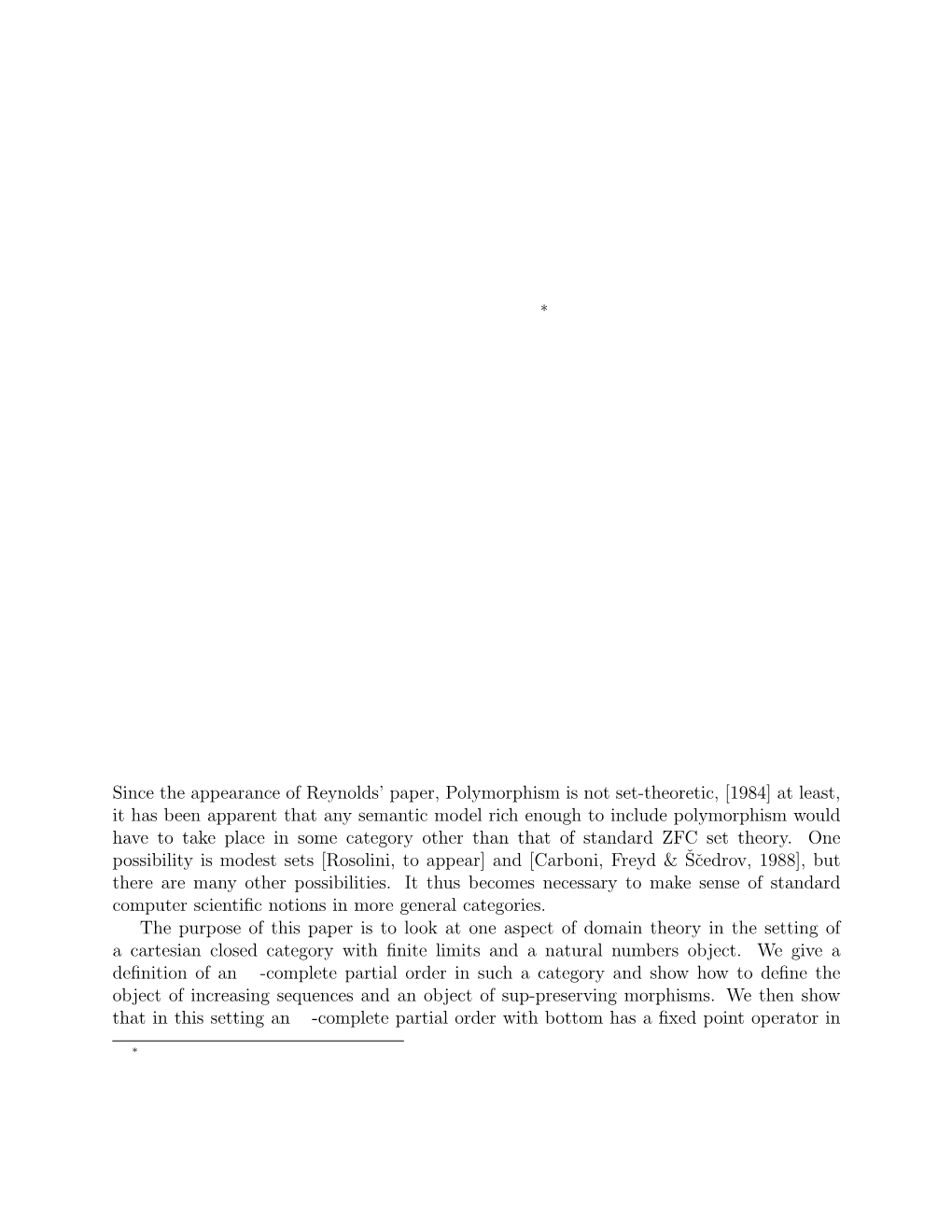 FIXED POINTS in CARTESIAN CLOSED CATEGORIES Michael Barr∗ Department of Mathematics and Statistics Mcgill University 805 Sherbrooke St