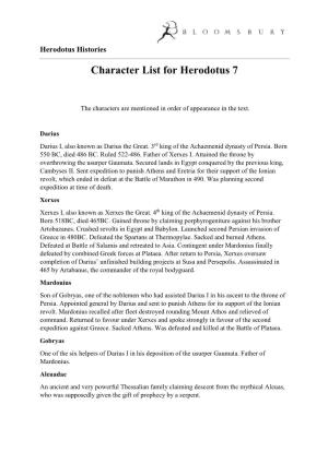 Character List for Herodotus 7