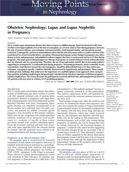 Obstetric Nephrology: Lupus and Lupus Nephritis in Pregnancy