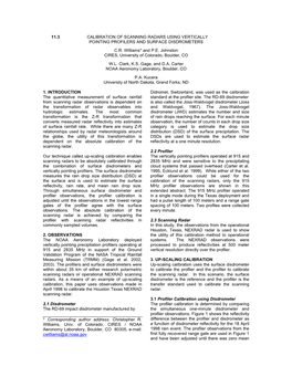 11.3 Calibration of Scanning Radars Using Vertically Pointing Profilers and Surface Disdrometers C.R