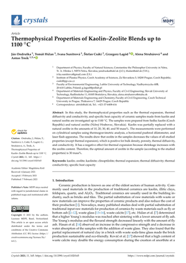 Thermophysical Properties of Kaolin–Zeolite Blends up to 1100 C