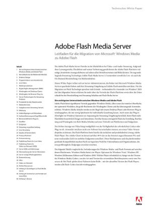 Adobe® Flash® Media Server Leitfaden Für Die Migration Von Microsoft® Windows Media Zu Adobe Flash