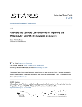 Hardware and Software Considerations for Improving the Throughput of Scientific Computation Computers