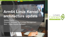 LVC20-108 Arm64 Linux Kernel Architecture Update