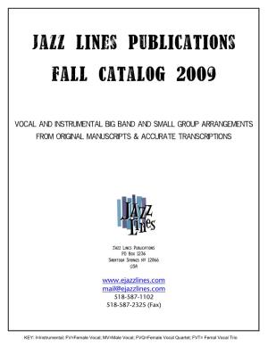 Jazz Lines Publications Fall Catalog 2009