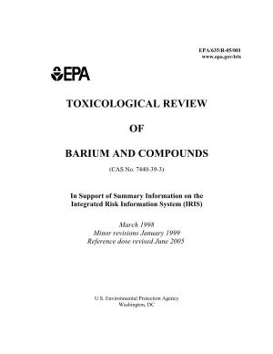 Toxicological Review of Barium and Compounds (Cas No. 7440-39-3)