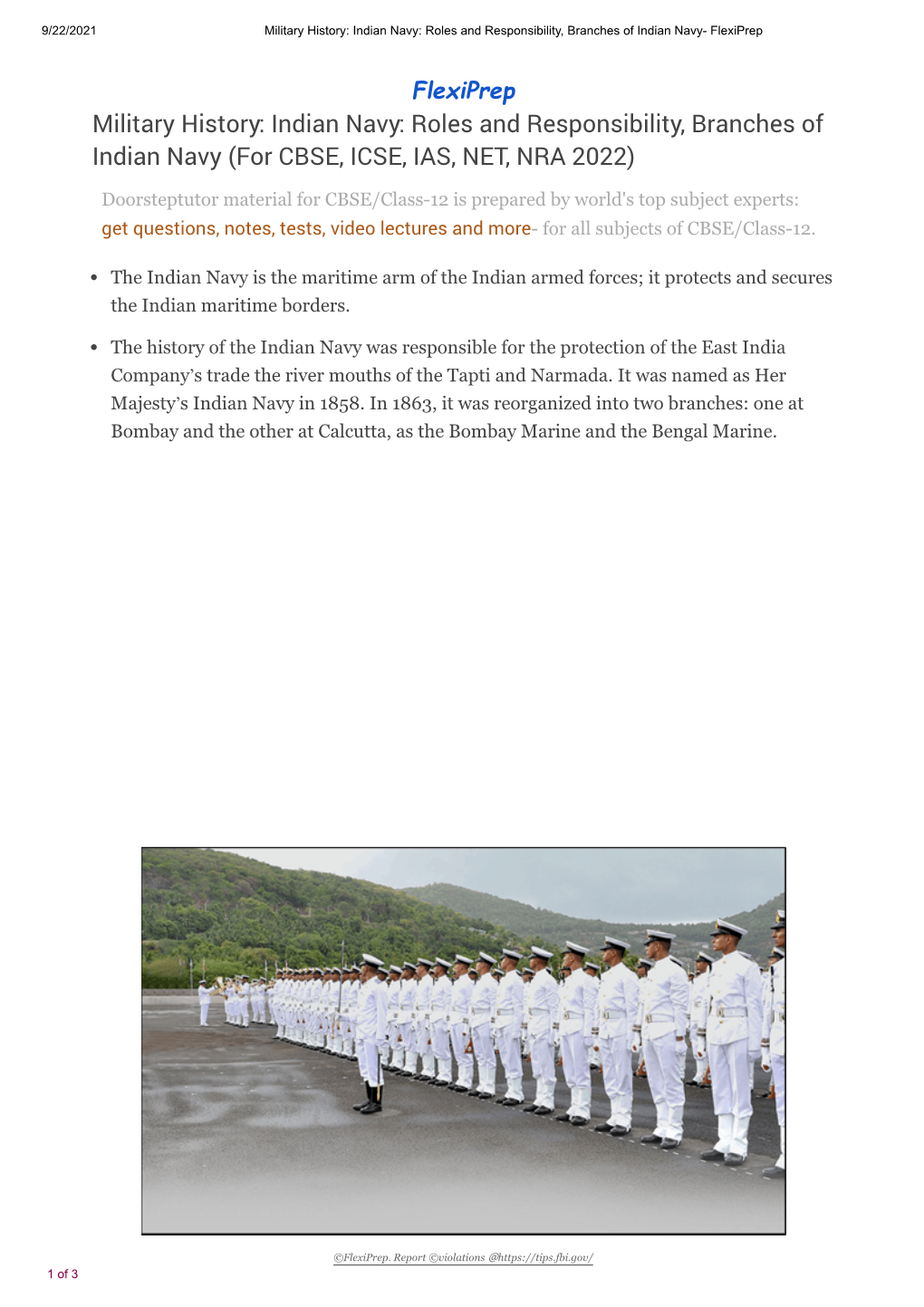 Indian Navy: Roles and Responsibility, Branches of Indian Navy- Flexiprep