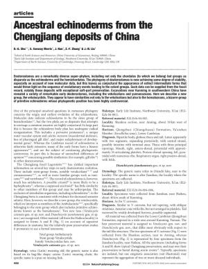 Ancestral Echinoderms from the Chengjiang Deposits of China