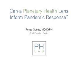 Can a Planetary Health Lens Inform Pandemic Response?