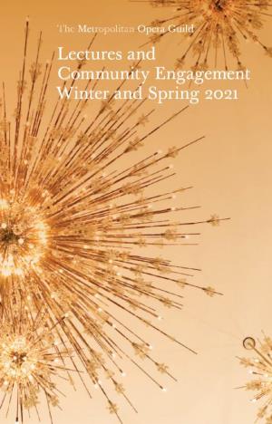 Lectures and Community Engagement Winter and Spring 2021