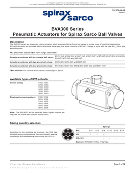 BVA300 Series Pneumatic Actuators for Spirax Sarco Ball Valves