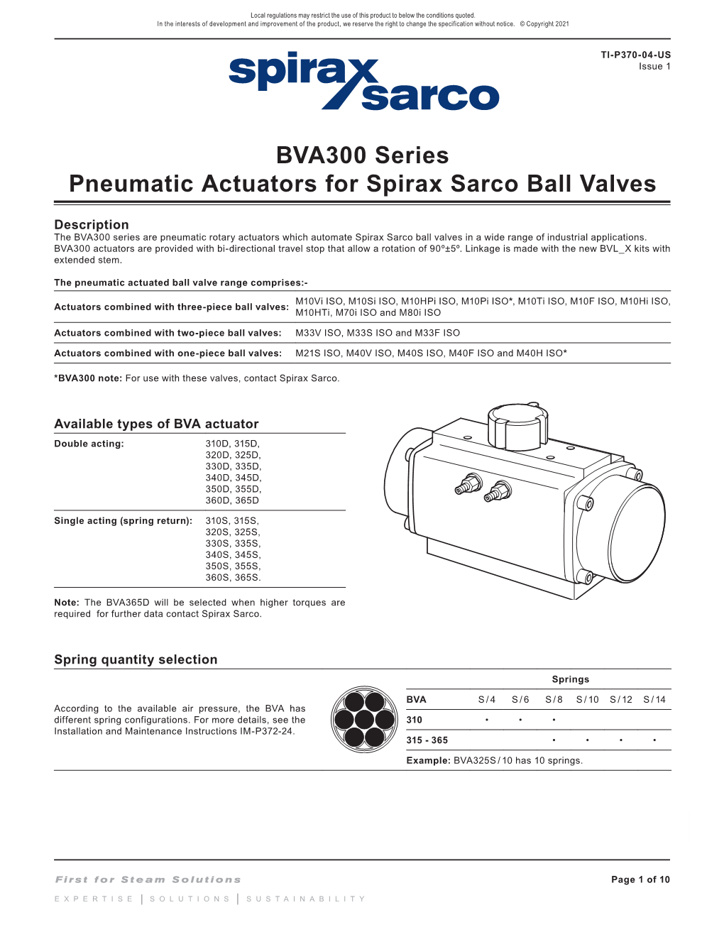 BVA300 Series Pneumatic Actuators For Spirax Sarco Ball Valves - DocsLib