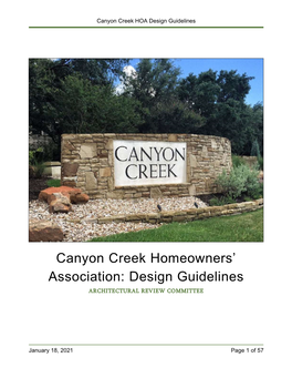 Canyon Creek Homeowners' Association: Design Guidelines