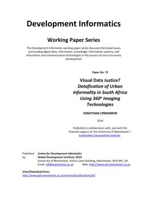 Visual Data Justice? Datafication of Urban Informality in South Africa Using 360O Imaging Technologies