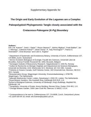Supplementary Appendix for the Origin and Early Evolution of The