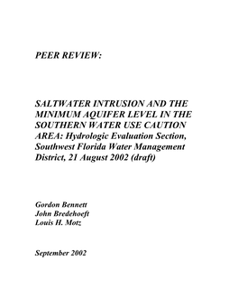 Peer Review: Saltwater Intrusion and the Minimum