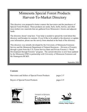 Harvesters and Sellers of Special Forest Product Materials
