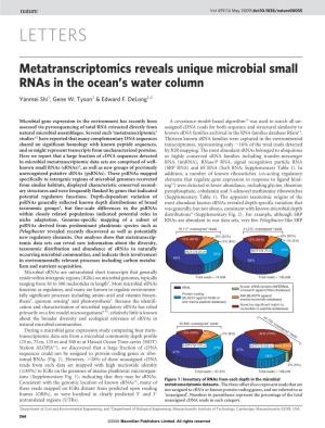 Metatranscriptomics Reveals Unique Microbial Small Rnas in the Ocean's