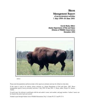 Bison Management Report 02 Alaska Dept of Fish and Game Wildlife