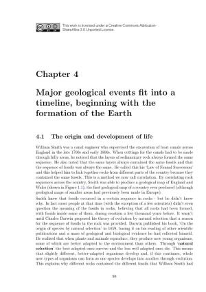 Chapter 4 Major Geological Events Fit Into a Timeline, Beginning with The