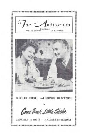 "Come Back, Little Sheba" Program, Auditorium Theatre, Rochester, NY
