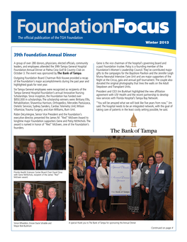 Foundationfocus the Official Publication of the TGH Foundation Winter 2013