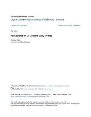 An Exploration of Cather's Early Writing
