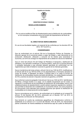 Por La Cual Se Modifica El Plan De Abastecimiento Para La Distribución