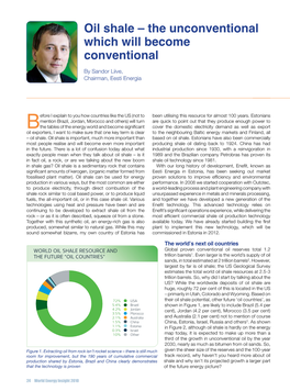 Oil Shale – the Unconventional Which Will Become Conventional by Sandor Liive, Chairman, Eesti Energia