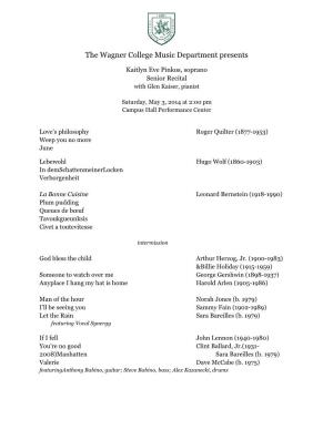 The Wagner College Music Department Presents