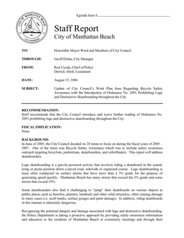 Staff Report City of Manhattan Beach