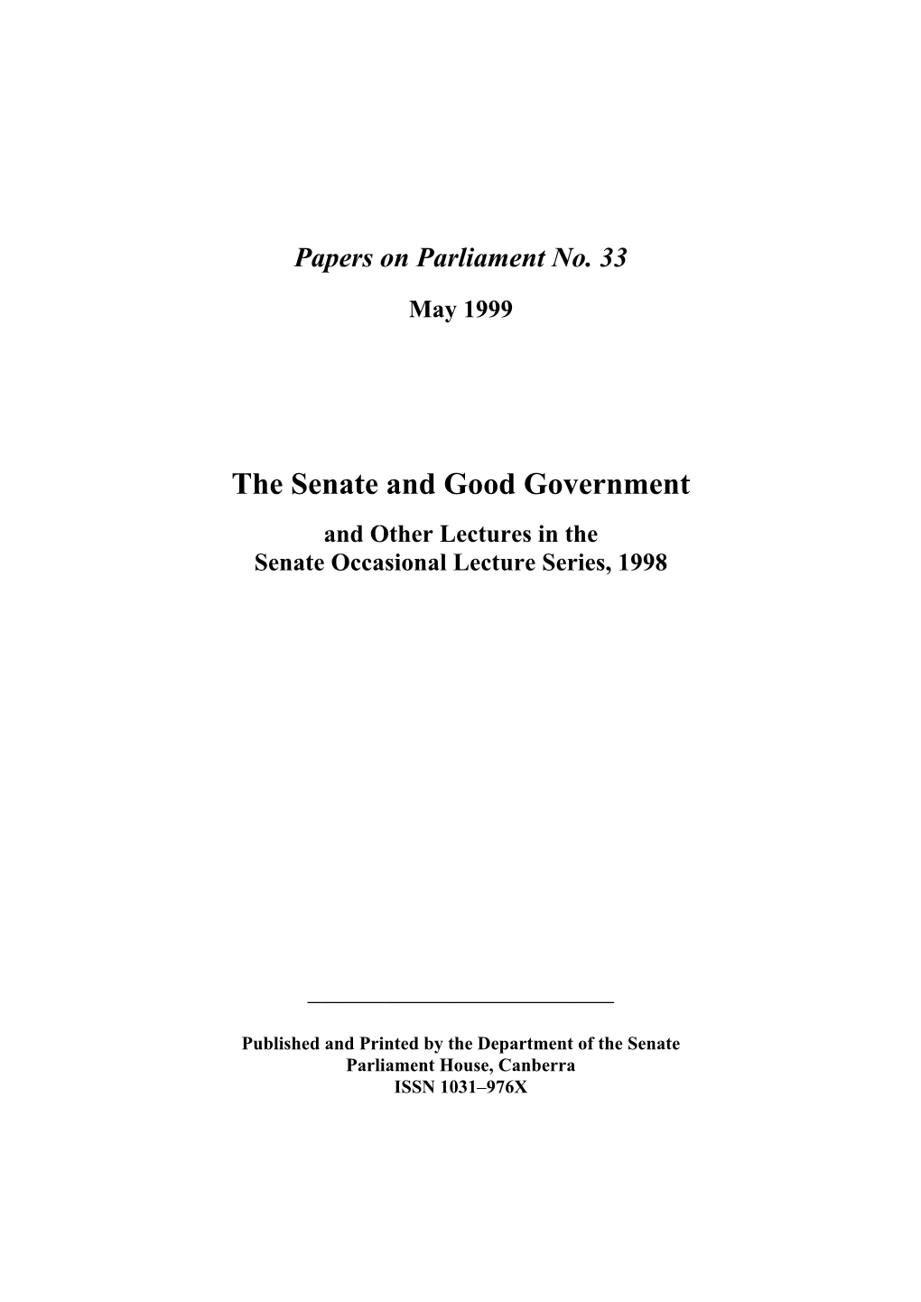 The Senate and Good Government