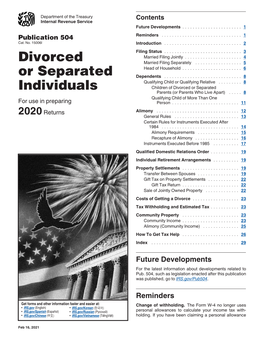 IRS Publication 504 (Divorced Or Separated Individuals)