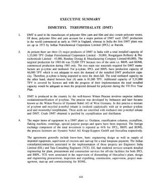Executive Summary Dimethyl Terephthalate (Dmt)
