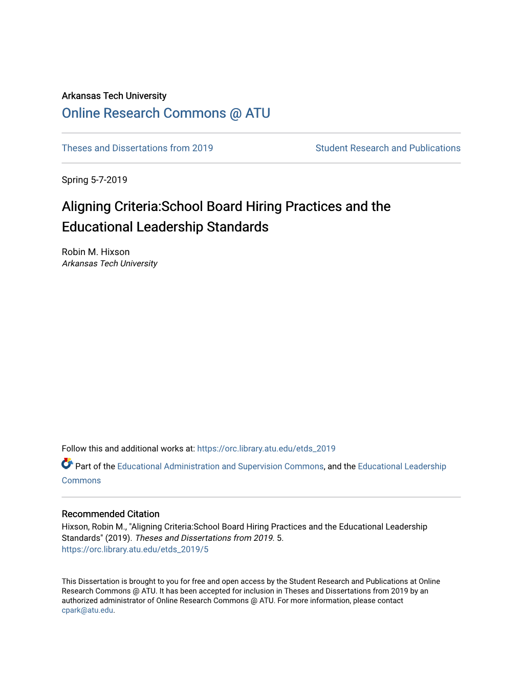 Aligning Criteria:School Board Hiring Practices and the Educational Leadership Standards