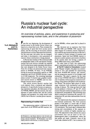 Russia's Nuclear Fuel Cycle: an Industrial Perspective