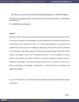 The Theses on Feuerbach and Decolonising Methodology: a Parallel Walking